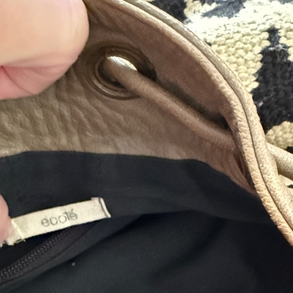 Ecote Chevron Tapestry Tote Bag with Taupe Leather Trim - Picture 4 of 8